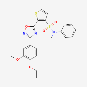 molecular formula C22H21N3O5S2 B3206948 2-[3-(4-ethoxy-3-methoxyphenyl)-1,2,4-oxadiazol-5-yl]-N-methyl-N-phenylthiophene-3-sulfonamide CAS No. 1040677-96-0