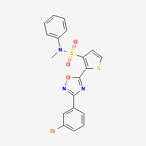 molecular formula C19H14BrN3O3S2 B3206952 2-[3-(3-bromophenyl)-1,2,4-oxadiazol-5-yl]-N-methyl-N-phenylthiophene-3-sulfonamide CAS No. 1040678-08-7