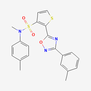 molecular formula C21H19N3O3S2 B3206967 N-methyl-N-(4-methylphenyl)-2-[3-(3-methylphenyl)-1,2,4-oxadiazol-5-yl]thiophene-3-sulfonamide CAS No. 1040678-16-7