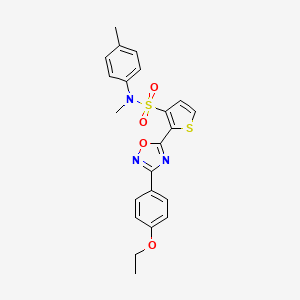 molecular formula C22H21N3O4S2 B3206983 2-[3-(4-ethoxyphenyl)-1,2,4-oxadiazol-5-yl]-N-methyl-N-(4-methylphenyl)thiophene-3-sulfonamide CAS No. 1040678-24-7
