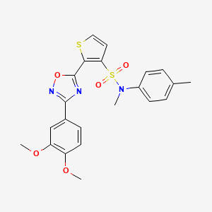 molecular formula C22H21N3O5S2 B3206989 2-[3-(3,4-dimethoxyphenyl)-1,2,4-oxadiazol-5-yl]-N-methyl-N-(4-methylphenyl)thiophene-3-sulfonamide CAS No. 1040678-28-1