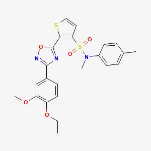 molecular formula C23H23N3O5S2 B3206999 2-[3-(4-ethoxy-3-methoxyphenyl)-1,2,4-oxadiazol-5-yl]-N-methyl-N-(4-methylphenyl)thiophene-3-sulfonamide CAS No. 1040678-36-1