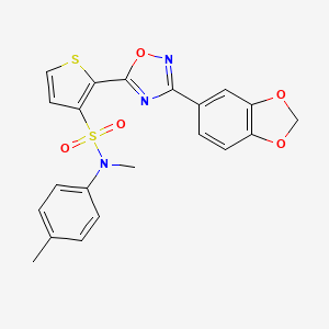 molecular formula C21H17N3O5S2 B3207003 2-[3-(1,3-benzodioxol-5-yl)-1,2,4-oxadiazol-5-yl]-N-methyl-N-(4-methylphenyl)thiophene-3-sulfonamide CAS No. 1040678-40-7