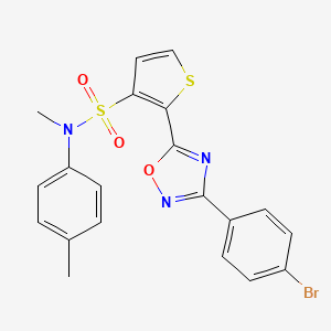 molecular formula C20H16BrN3O3S2 B3207023 2-[3-(4-bromophenyl)-1,2,4-oxadiazol-5-yl]-N-methyl-N-(4-methylphenyl)thiophene-3-sulfonamide CAS No. 1040678-60-1