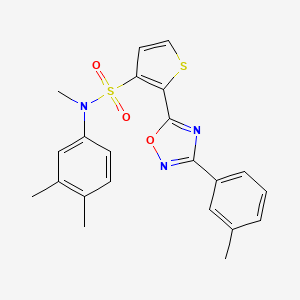 molecular formula C22H21N3O3S2 B3207027 N-(3,4-dimethylphenyl)-N-methyl-2-[3-(3-methylphenyl)-1,2,4-oxadiazol-5-yl]thiophene-3-sulfonamide CAS No. 1040678-72-5