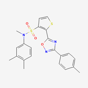 molecular formula C22H21N3O3S2 B3207032 N-(3,4-dimethylphenyl)-N-methyl-2-[3-(4-methylphenyl)-1,2,4-oxadiazol-5-yl]thiophene-3-sulfonamide CAS No. 1040678-76-9