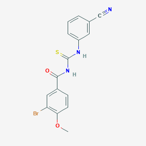 molecular formula C16H12BrN3O2S B320705 3-bromo-N-[(3-cyanophenyl)carbamothioyl]-4-methoxybenzamide 