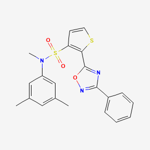molecular formula C21H19N3O3S2 B3207065 N-(3,5-dimethylphenyl)-N-methyl-2-(3-phenyl-1,2,4-oxadiazol-5-yl)thiophene-3-sulfonamide CAS No. 1040678-98-5