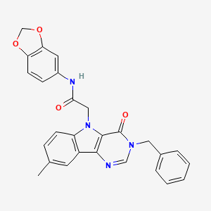 molecular formula C27H22N4O4 B3207072 N-(benzo[d][1,3]dioxol-5-yl)-2-(3-benzyl-8-methyl-4-oxo-3H-pyrimido[5,4-b]indol-5(4H)-yl)acetamide CAS No. 1040679-01-3
