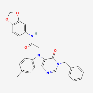 N-(2H-1,3-benzodioxol-5-yl)-2-{3-benzyl-8-methyl-4-oxo-3H,4H,5H-pyrimido[5,4-b]indol-5-yl}acetamide