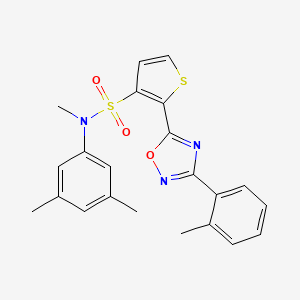 molecular formula C22H21N3O3S2 B3207074 N-(3,5-dimethylphenyl)-N-methyl-2-[3-(2-methylphenyl)-1,2,4-oxadiazol-5-yl]thiophene-3-sulfonamide CAS No. 1040679-02-4