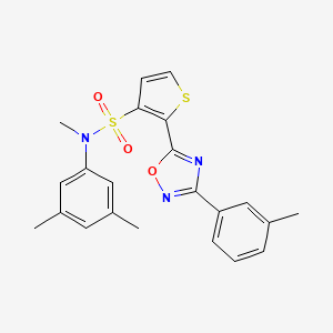 molecular formula C22H21N3O3S2 B3207083 N-(3,5-dimethylphenyl)-N-methyl-2-[3-(3-methylphenyl)-1,2,4-oxadiazol-5-yl]thiophene-3-sulfonamide CAS No. 1040679-06-8