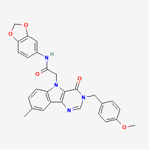 molecular formula C28H24N4O5 B3207122 N-(benzo[d][1,3]dioxol-5-yl)-2-(3-(4-methoxybenzyl)-8-methyl-4-oxo-3H-pyrimido[5,4-b]indol-5(4H)-yl)acetamide CAS No. 1040679-21-7