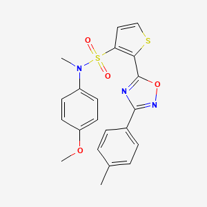 molecular formula C21H19N3O4S2 B3207159 N-(4-methoxyphenyl)-N-methyl-2-[3-(4-methylphenyl)-1,2,4-oxadiazol-5-yl]thiophene-3-sulfonamide CAS No. 1040679-63-7