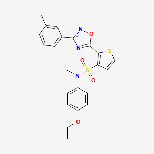 molecular formula C22H21N3O4S2 B3207190 N-(4-ethoxyphenyl)-N-methyl-2-[3-(3-methylphenyl)-1,2,4-oxadiazol-5-yl]thiophene-3-sulfonamide CAS No. 1040679-99-9
