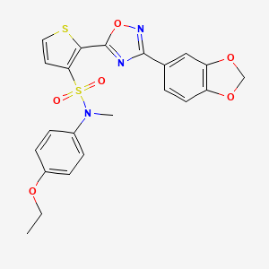 molecular formula C22H19N3O6S2 B3207198 2-[3-(1,3-benzodioxol-5-yl)-1,2,4-oxadiazol-5-yl]-N-(4-ethoxyphenyl)-N-methylthiophene-3-sulfonamide CAS No. 1040680-11-2