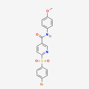 molecular formula C19H15BrN2O4S B3207230 6-((4-bromophenyl)sulfonyl)-N-(4-methoxyphenyl)nicotinamide CAS No. 1040680-50-9