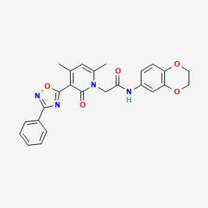 molecular formula C25H22N4O5 B3207273 N-(2,3-dihydro-1,4-benzodioxin-6-yl)-2-[4,6-dimethyl-2-oxo-3-(3-phenyl-1,2,4-oxadiazol-5-yl)pyridin-1(2H)-yl]acetamide CAS No. 1040682-31-2