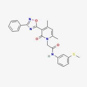 molecular formula C24H22N4O3S B3207288 2-(4,6-dimethyl-2-oxo-3-(3-phenyl-1,2,4-oxadiazol-5-yl)pyridin-1(2H)-yl)-N-(3-(methylthio)phenyl)acetamide CAS No. 1040682-55-0