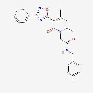 molecular formula C25H24N4O3 B3207300 2-(4,6-dimethyl-2-oxo-3-(3-phenyl-1,2,4-oxadiazol-5-yl)pyridin-1(2H)-yl)-N-(4-methylbenzyl)acetamide CAS No. 1040683-16-6