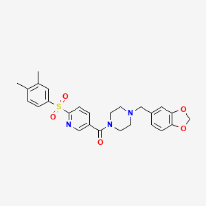 1-(1,3-Benzodioxol-5-ylmethyl)-4-({6-[(3,4-dimethylphenyl)sulfonyl]pyridin-3-yl}carbonyl)piperazine