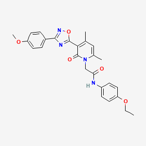 molecular formula C26H26N4O5 B3207331 N-(4-ethoxyphenyl)-2-(3-(3-(4-methoxyphenyl)-1,2,4-oxadiazol-5-yl)-4,6-dimethyl-2-oxopyridin-1(2H)-yl)acetamide CAS No. 1040685-19-5
