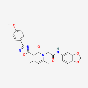 molecular formula C25H22N4O6 B3207341 N-1,3-benzodioxol-5-yl-2-[3-[3-(4-methoxyphenyl)-1,2,4-oxadiazol-5-yl]-4,6-dimethyl-2-oxopyridin-1(2H)-yl]acetamide CAS No. 1040685-38-8