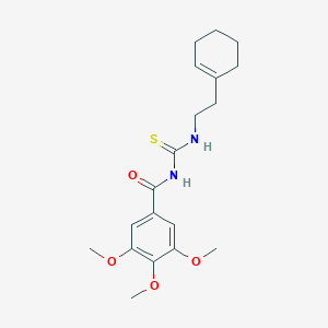 molecular formula C19H26N2O4S B320740 N-{[2-(cyclohex-1-en-1-yl)ethyl]carbamothioyl}-3,4,5-trimethoxybenzamide 