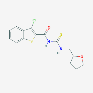 molecular formula C15H15ClN2O2S2 B320747 3-chloro-N-[(tetrahydrofuran-2-ylmethyl)carbamothioyl]-1-benzothiophene-2-carboxamide 