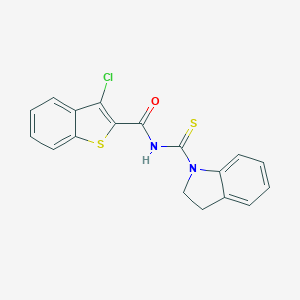 molecular formula C18H13ClN2OS2 B320749 3-chloro-N-(2,3-dihydro-1H-indol-1-ylcarbonothioyl)-1-benzothiophene-2-carboxamide 