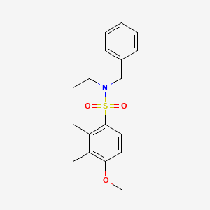 molecular formula C18H23NO3S B3207556 Ethyl[(4-methoxy-2,3-dimethylphenyl)sulfonyl]benzylamine CAS No. 1043690-02-3