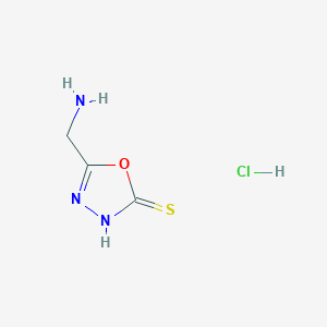 molecular formula C3H6ClN3OS B3207655 5-(Aminomethyl)-2,3-dihydro-1,3,4-oxadiazole-2-thione hydrochloride CAS No. 1046079-55-3