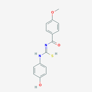 molecular formula C15H14N2O3S B320770 N-(4-hydroxyphenyl)-N'-(4-methoxybenzoyl)carbamimidothioic acid 