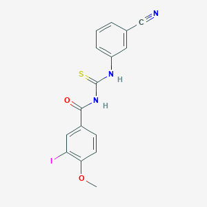 molecular formula C16H12IN3O2S B320778 N-[(3-cyanophenyl)carbamothioyl]-3-iodo-4-methoxybenzamide 