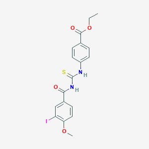 molecular formula C18H17IN2O4S B320780 Ethyl 4-({[(3-iodo-4-methoxybenzoyl)amino]carbothioyl}amino)benzoate 