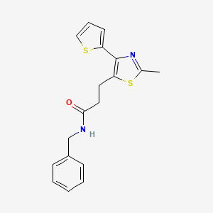 molecular formula C18H18N2OS2 B3207837 N-benzyl-3-[2-methyl-4-(thiophen-2-yl)-1,3-thiazol-5-yl]propanamide CAS No. 1049132-44-6
