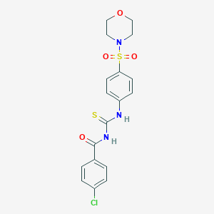 molecular formula C18H18ClN3O4S2 B320788 4-chloro-N-{[4-(morpholin-4-ylsulfonyl)phenyl]carbamothioyl}benzamide 
