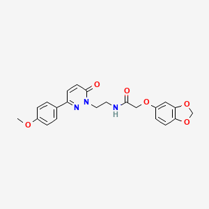 molecular formula C22H21N3O6 B3207886 2-(benzo[d][1,3]dioxol-5-yloxy)-N-(2-(3-(4-methoxyphenyl)-6-oxopyridazin-1(6H)-yl)ethyl)acetamide CAS No. 1049188-52-4