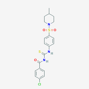 molecular formula C20H22ClN3O3S2 B320789 N-(4-chlorobenzoyl)-N'-{4-[(4-methylpiperidin-1-yl)sulfonyl]phenyl}thiourea 