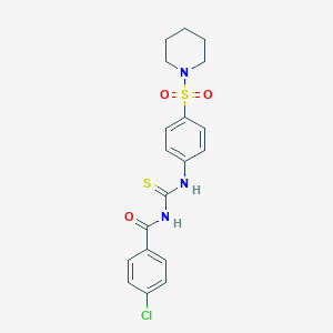 molecular formula C19H20ClN3O3S2 B320790 N-(4-chlorobenzoyl)-N'-[4-(piperidin-1-ylsulfonyl)phenyl]thiourea 