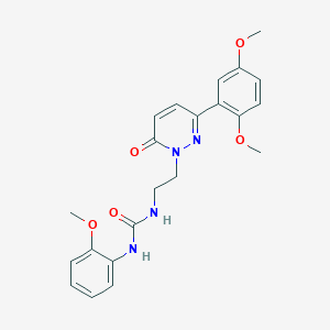 molecular formula C22H24N4O5 B3207918 1-(2-(3-(2,5-dimethoxyphenyl)-6-oxopyridazin-1(6H)-yl)ethyl)-3-(2-methoxyphenyl)urea CAS No. 1049202-81-4