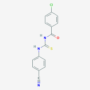 molecular formula C15H10ClN3OS B320792 4-chloro-N-[(4-cyanophenyl)carbamothioyl]benzamide 