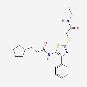 3-cyclopentyl-N-(2-((2-(ethylamino)-2-oxoethyl)thio)-4-phenylthiazol-5-yl)propanamide