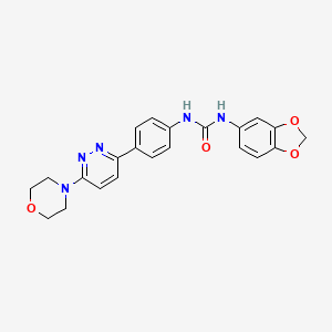 molecular formula C22H21N5O4 B3207945 1-(Benzo[d][1,3]dioxol-5-yl)-3-(4-(6-morpholinopyridazin-3-yl)phenyl)urea CAS No. 1049222-44-7