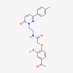 molecular formula C24H25N3O5 B3207982 2-(4-acetyl-2-methoxyphenoxy)-N-(2-(6-oxo-3-(p-tolyl)pyridazin-1(6H)-yl)ethyl)acetamide CAS No. 1049253-75-9