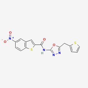 molecular formula C16H10N4O4S2 B3208034 5-nitro-N-(5-(thiophen-2-ylmethyl)-1,3,4-oxadiazol-2-yl)benzo[b]thiophene-2-carboxamide CAS No. 1049283-59-1