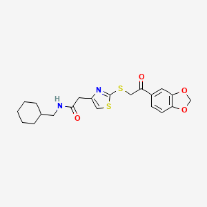 molecular formula C21H24N2O4S2 B3208048 2-(2-((2-(benzo[d][1,3]dioxol-5-yl)-2-oxoethyl)thio)thiazol-4-yl)-N-(cyclohexylmethyl)acetamide CAS No. 1049286-94-3