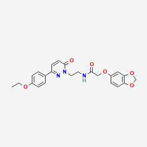 molecular formula C23H23N3O6 B3208058 2-(benzo[d][1,3]dioxol-5-yloxy)-N-(2-(3-(4-ethoxyphenyl)-6-oxopyridazin-1(6H)-yl)ethyl)acetamide CAS No. 1049289-95-3