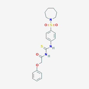 molecular formula C21H25N3O4S2 B320807 N-[4-(1-azepanylsulfonyl)phenyl]-N'-(phenoxyacetyl)thiourea 
