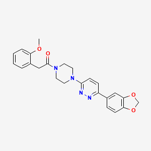 molecular formula C24H24N4O4 B3208085 1-(4-(6-(Benzo[d][1,3]dioxol-5-yl)pyridazin-3-yl)piperazin-1-yl)-2-(2-methoxyphenyl)ethanone CAS No. 1049311-40-1